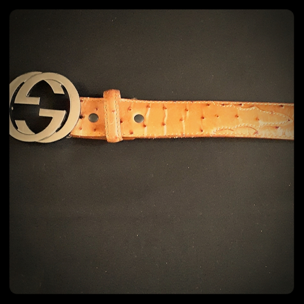(SOLD) GG GUCCI BUCKLE WITH CUSTOM OSTRICH BELT